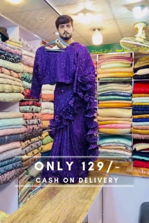 Stitched Saree in Sequence Fabric