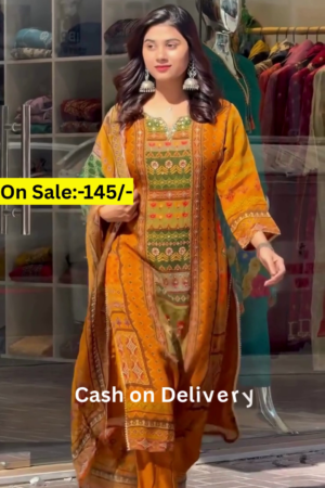 mustard and green ethnic printed suit with intricate embroidery and matching dupatta, perfect for festive and casual occasions