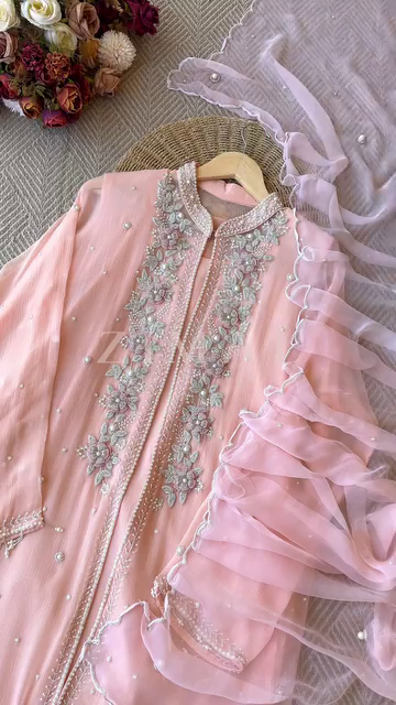 Exquisite Silk Suit Ensemble Featuring Intricate Mirror and Zari Embroidery, Paired with a Coordinated Dupatta – Ideal for Festive and Traditional Occasions - Image 2