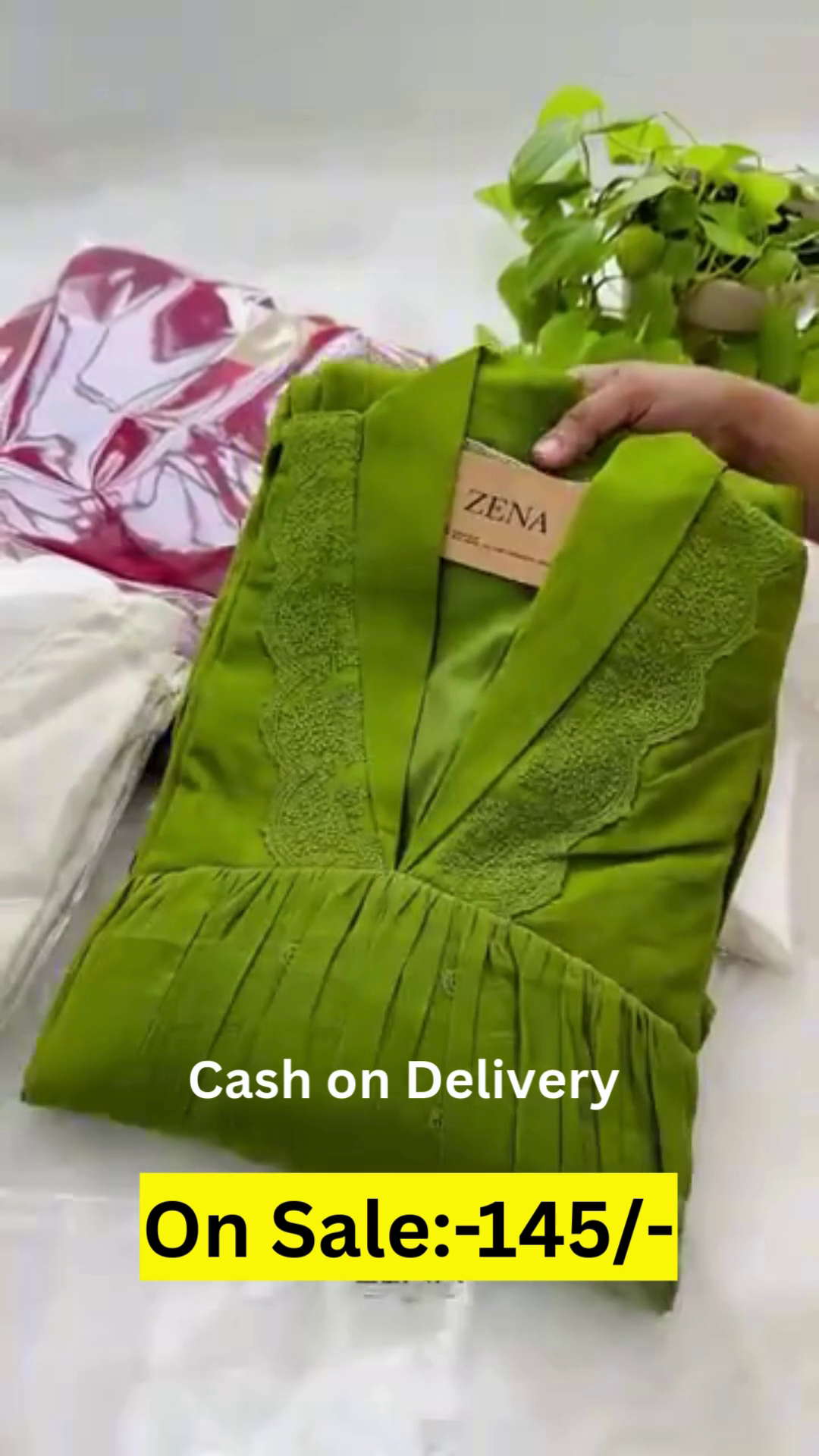 Soft-cotton pleated kurtis with delicate embroidered detailing, available in vibrant green, bold red, and classic white – perfect for everyday chic - Image 2