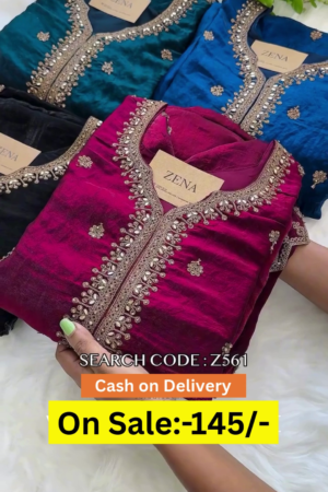 Graceful Silk Embroidered Suit Set with Intricate Zari and Mirror Work Detailing – Perfect for Festive Occasions and Traditional Celebrations