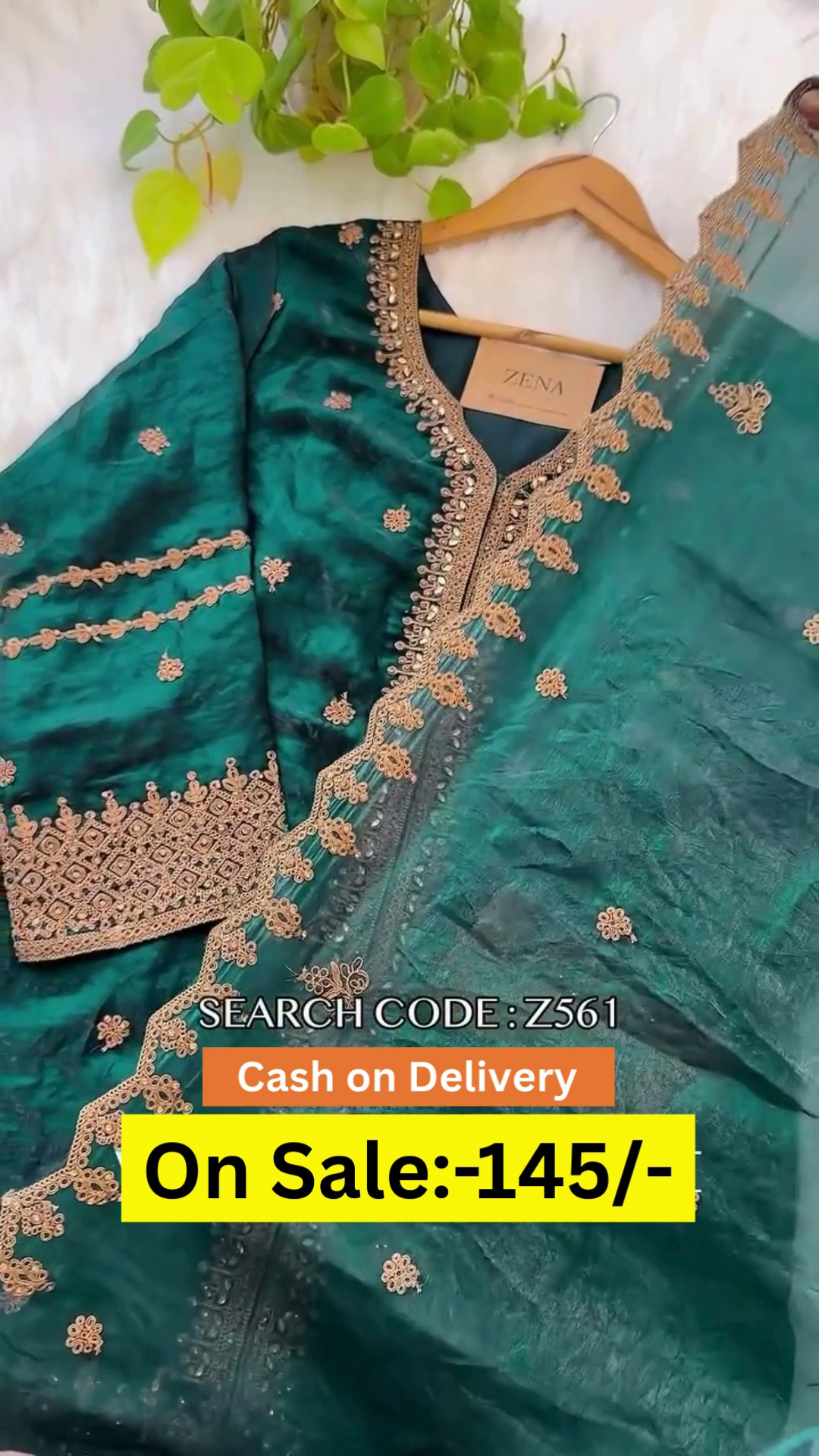 Graceful Silk Embroidered Suit Set with Intricate Zari and Mirror Work Detailing – Perfect for Festive Occasions and Traditional Celebrations - Image 3