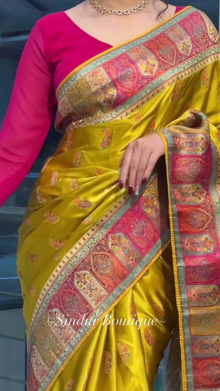 Traditional Banarasi Silk Saree with Rich Zari Weaving, Elegant Contrast Pallu, Tassel Detailing, and Festive Ethnic Design – Perfect for Weddings and Celebrations by Sindur Boutique - Image 2