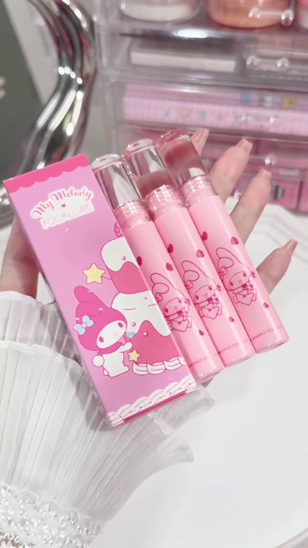 Focallure x My Melody Limited Edition Sweetheart Glossy Lip Tint Set – Long-Lasting, Moisturizing, and Super Pigmented Lip Colors in Adorable Sanrio-Inspired Packaging