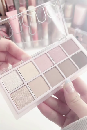 Sparkling Rose Nude Eyeshadow Collection – 10-Color Soft Matte & Shimmer Palette + High-Shine Glitter Single Shadow – Romantic Pink & Neutral Tones for Everyday to Glam Looks