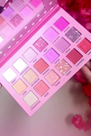 Minnie Mouse Limited Edition 18-Color Eyeshadow Palette – Playful Pink-Toned Matte, Shimmer, and Glitter Finishes in a Cute Polka Dot Packaging with Mirro