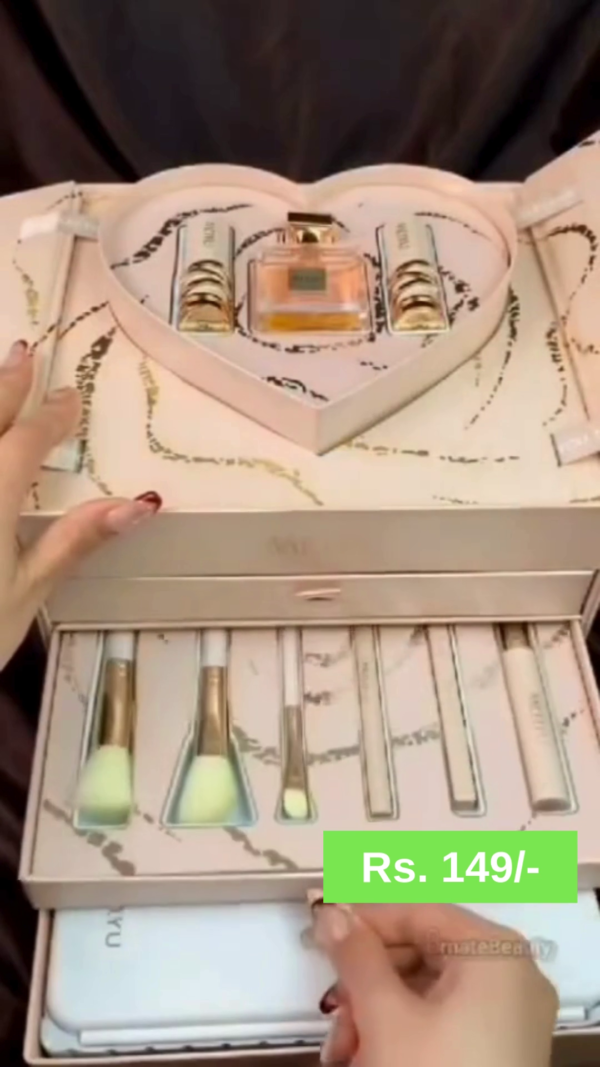 Luxurious All-in-One Makeup Gift Set – Premium Eyeshadow Palette, Brushes, Lipsticks, Highlighter, and Perfume - Image 2
