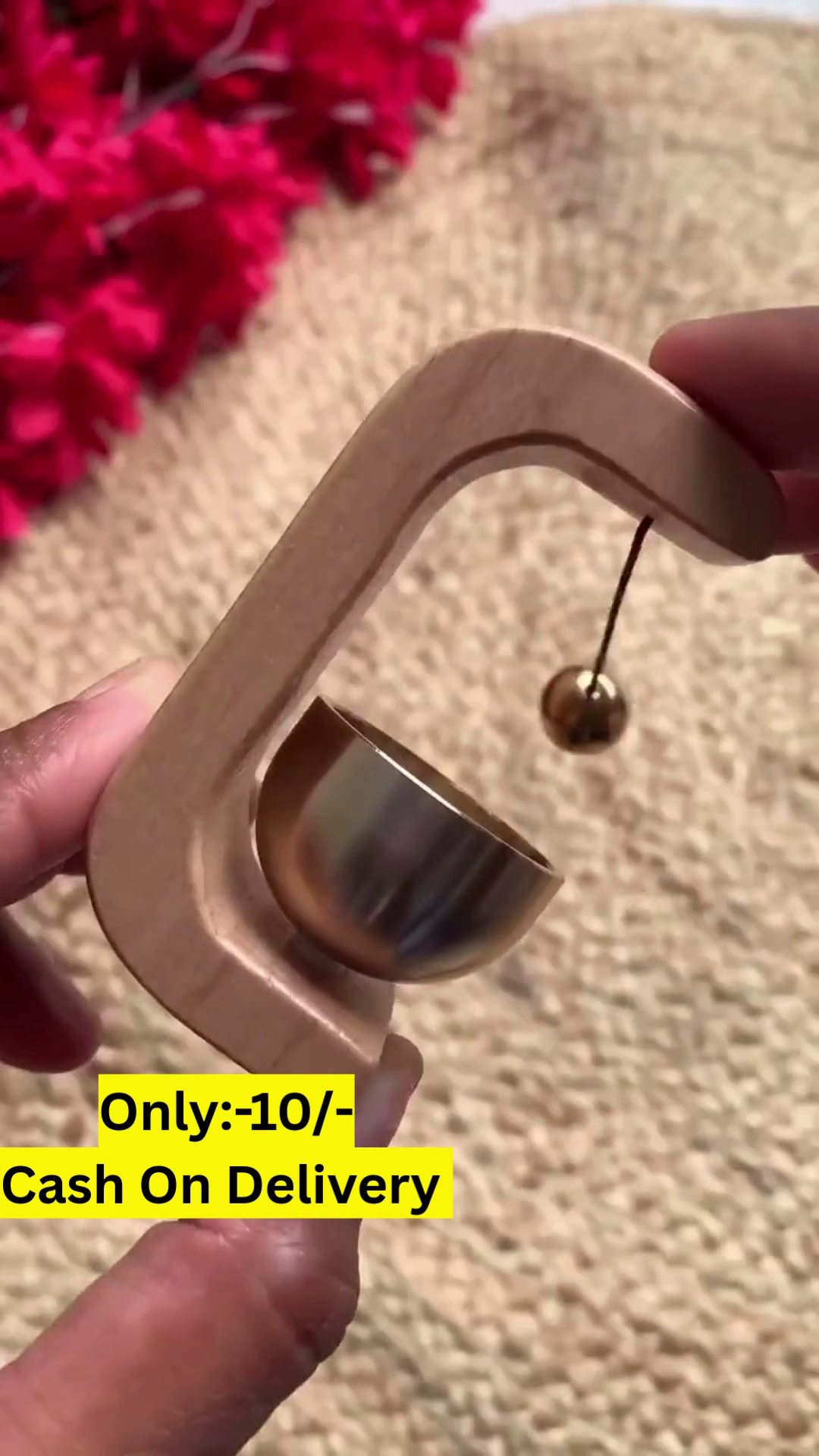 Magnetic Wooden Wall-Mounted Bell with Metal Bowl and Suspended Chime – Perfect for Home Décor, Meditation, and Relaxation