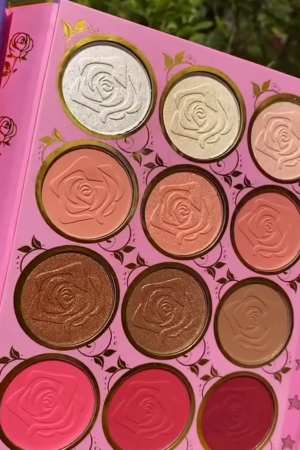 All-in-One Luxury Rose-Embossed Makeup Palette – Complete Collection of Highly Pigmented Eyeshadows, Glitters, Highlighters, Bronzers, and Blushes in Vibrant and Neutral Shades for Face and Eyes