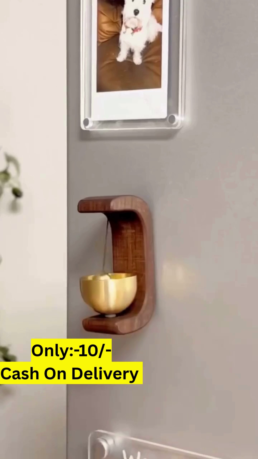 Magnetic Wooden Wall-Mounted Bell with Metal Bowl and Suspended Chime – Perfect for Home Décor, Meditation, and Relaxation - Image 3
