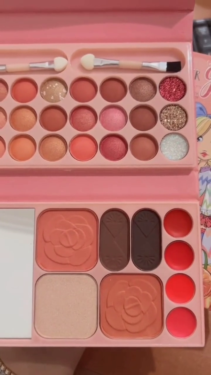 Anylady Sweet Girl Complete Makeup Palette Set with Eyeshadow, Blush On, Highlighter, Eyebrow Powder, Lip Cream, and Mirror – All-in-One Cosmetic Kit in Cute Book-Style Packaging for Girls and Teens - Image 2