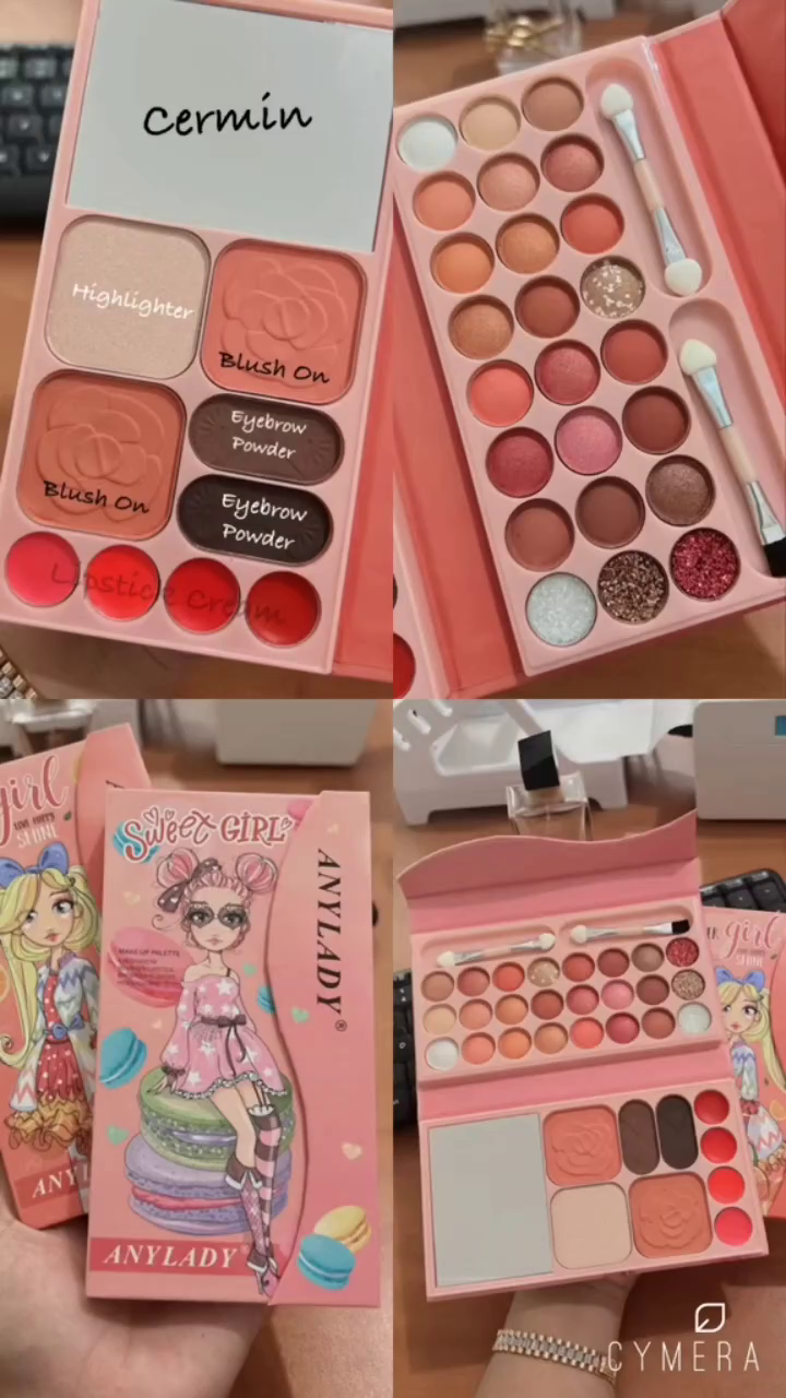 Anylady Sweet Girl Complete Makeup Palette Set with Eyeshadow, Blush On, Highlighter, Eyebrow Powder, Lip Cream, and Mirror – All-in-One Cosmetic Kit in Cute Book-Style Packaging for Girls and Teens - Image 3