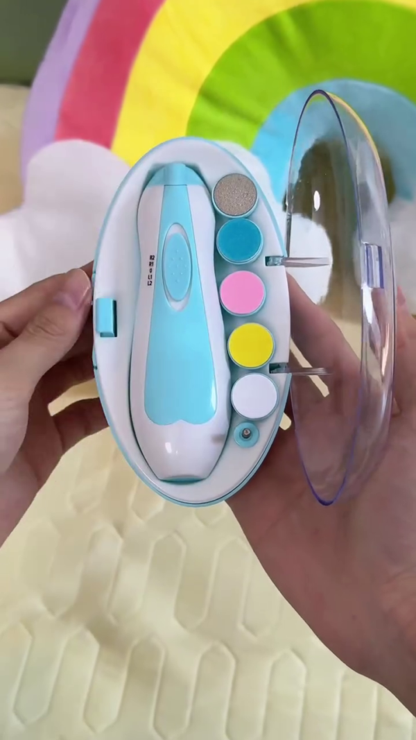 Electric Baby Nail Trimmer and File Set with Multiple Grinding Heads, Safe and Gentle Nail Care for Newborns and Infants, Portable and Quiet Design with LED Light for Precise Grooming While Sleeping