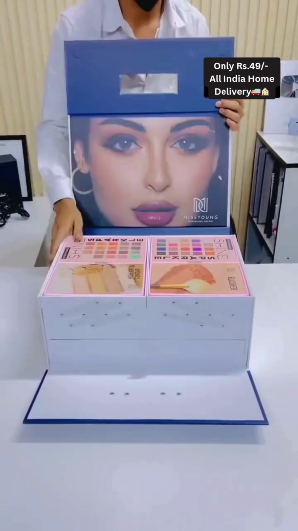 Miss Young Professional Complete Makeup Kit with Eyeshadows, Lipsticks, Brushes, and Beauty Tools for Full Face Glam and Everyday Use