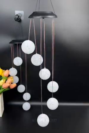 Solar-Powered Hanging Crystal Ball String Lights with Warm White Glow – Decorative Outdoor Waterproof Wind Chime for Garden, Balcony, Patio, Home Décor, and Festive Ambience