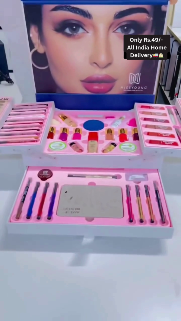 Miss Young Professional Complete Makeup Kit with Eyeshadows, Lipsticks, Brushes, and Beauty Tools for Full Face Glam and Everyday Use - Image 2