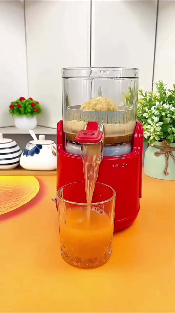High-Efficiency Electric Citrus Juicer with One-Touch Operation, Anti-Drip Spout, and Transparent Container – Stylish Red Design with Removable Easy-to-Clean Parts for Fresh Juice Extraction - Image 2